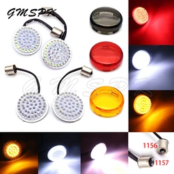 Motorcycle 1157 Front 1156 Rear Bullet Style LED Turn Signal Light Inserts + Lens Fit for Harley Sportster Touring Dyna Softail