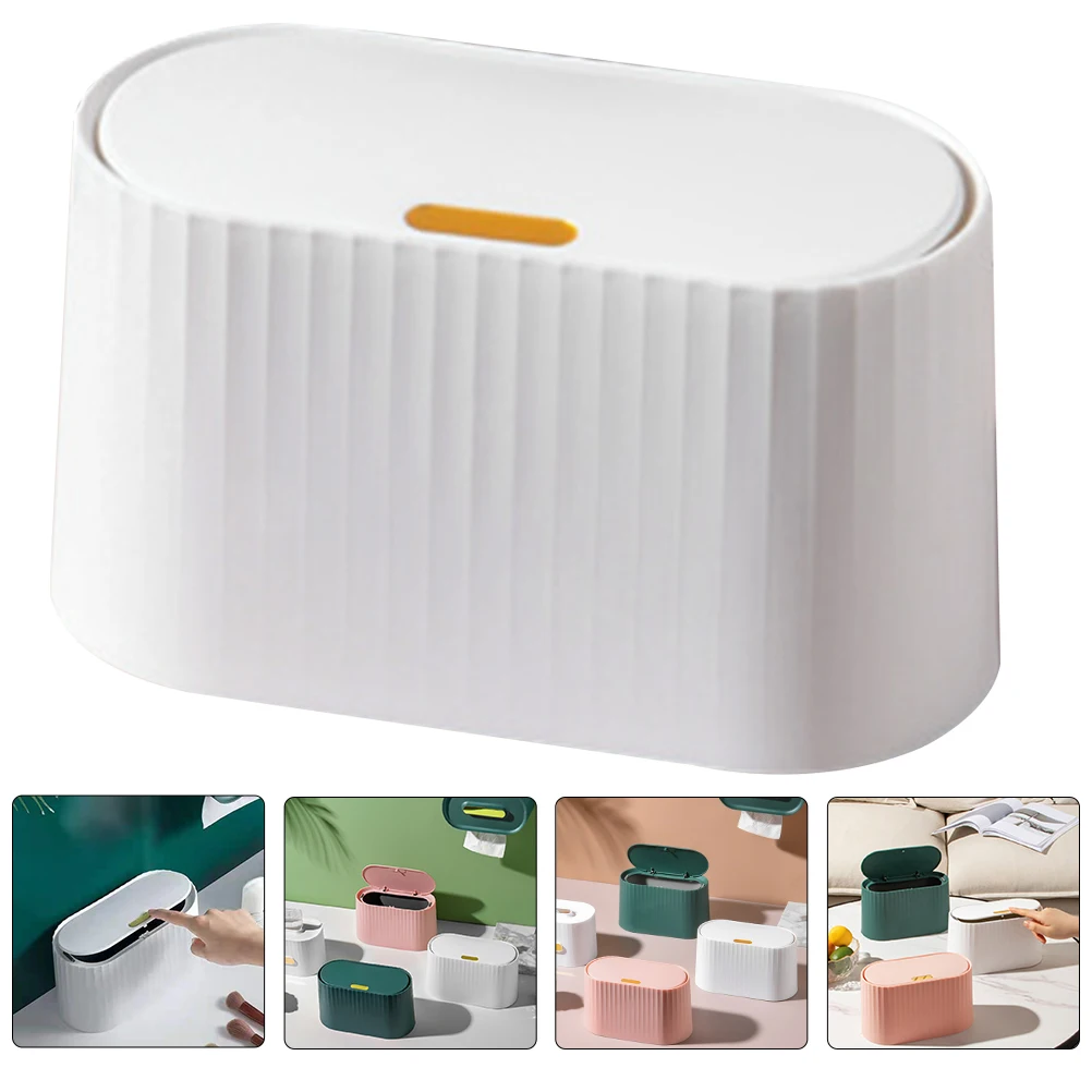 

Lovely Desktop Trash Can Press Lid Garbage Bin Compact Small Waste Container With Cover For Home Office Bedroom Table