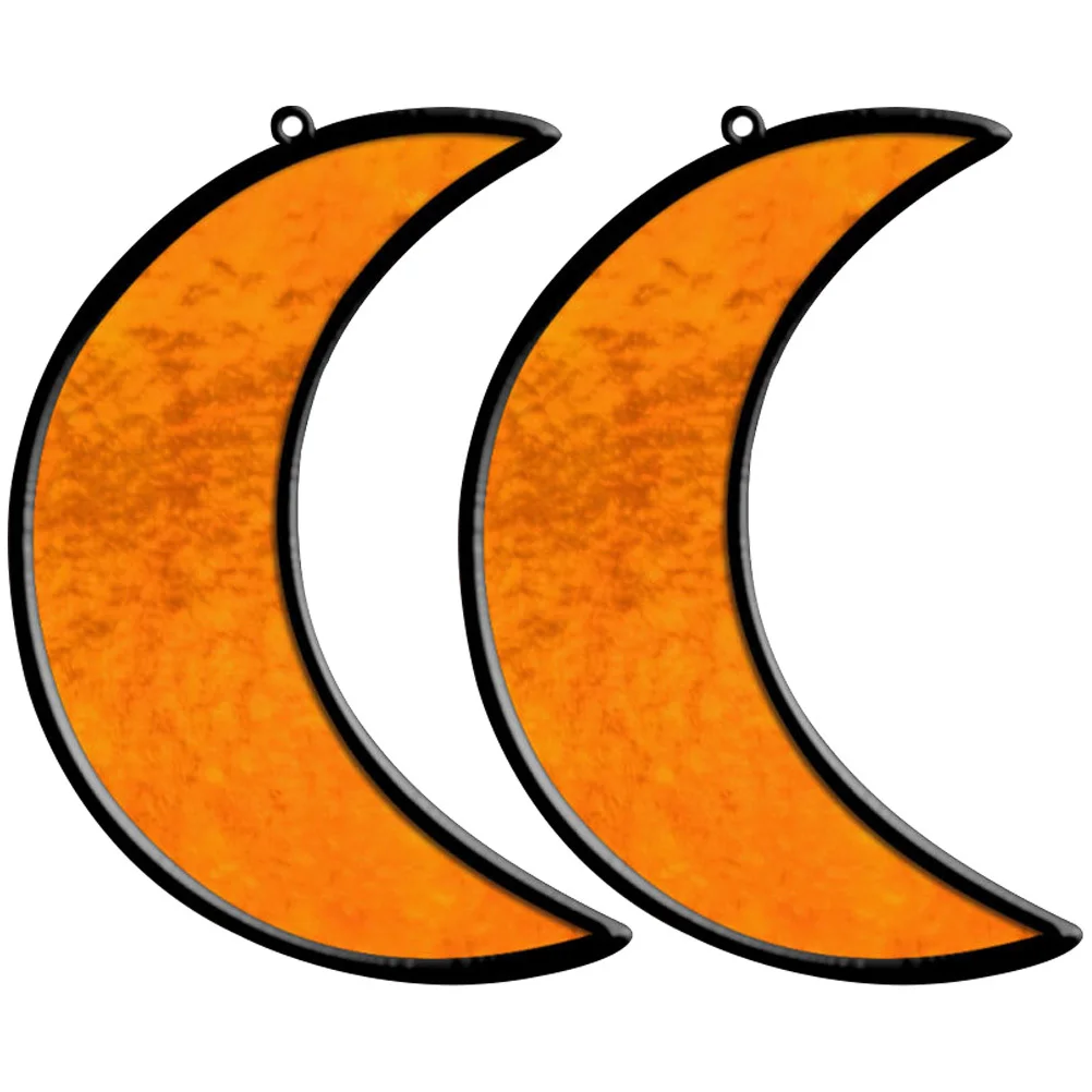 

2Pcs Acrylic Hanging Decor Moon Shaped Window Suncatcher for Home Wall Garden Decoration Stained Light Catcher Ornament