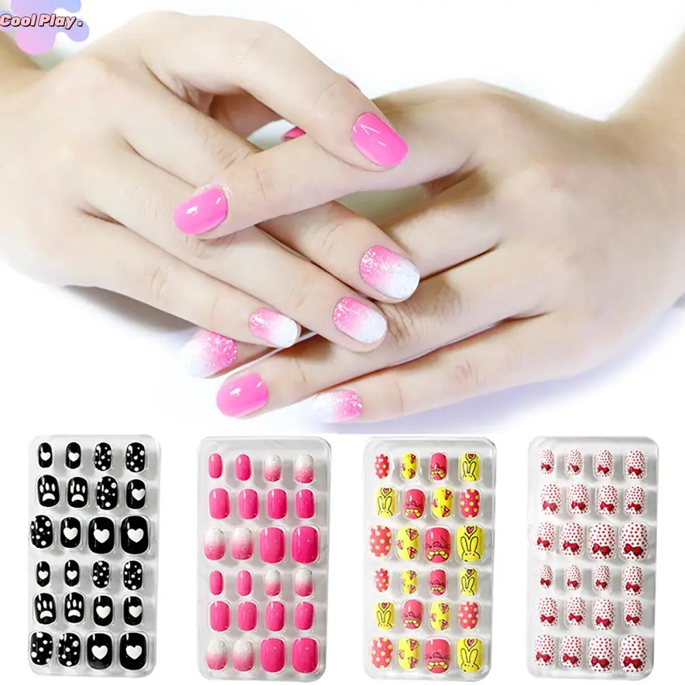 Cartoon Self Adhesive Candy Color Full Cover Fake Nails Manicure Tips False Nails Nail Art