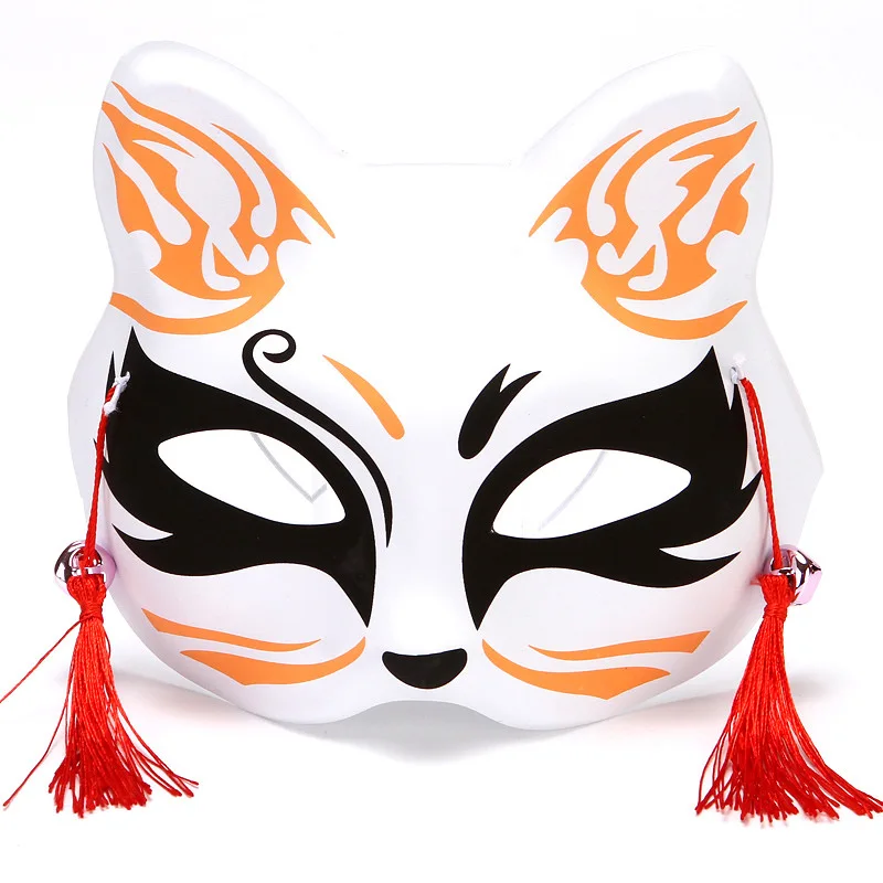 Maschera volpe giapponese Cosplay mezza maschera Kabuki Kitsune Masquerade Anime Cosplay Cat Mask Rave bambini adulti divertenti oggetti di scena per feste