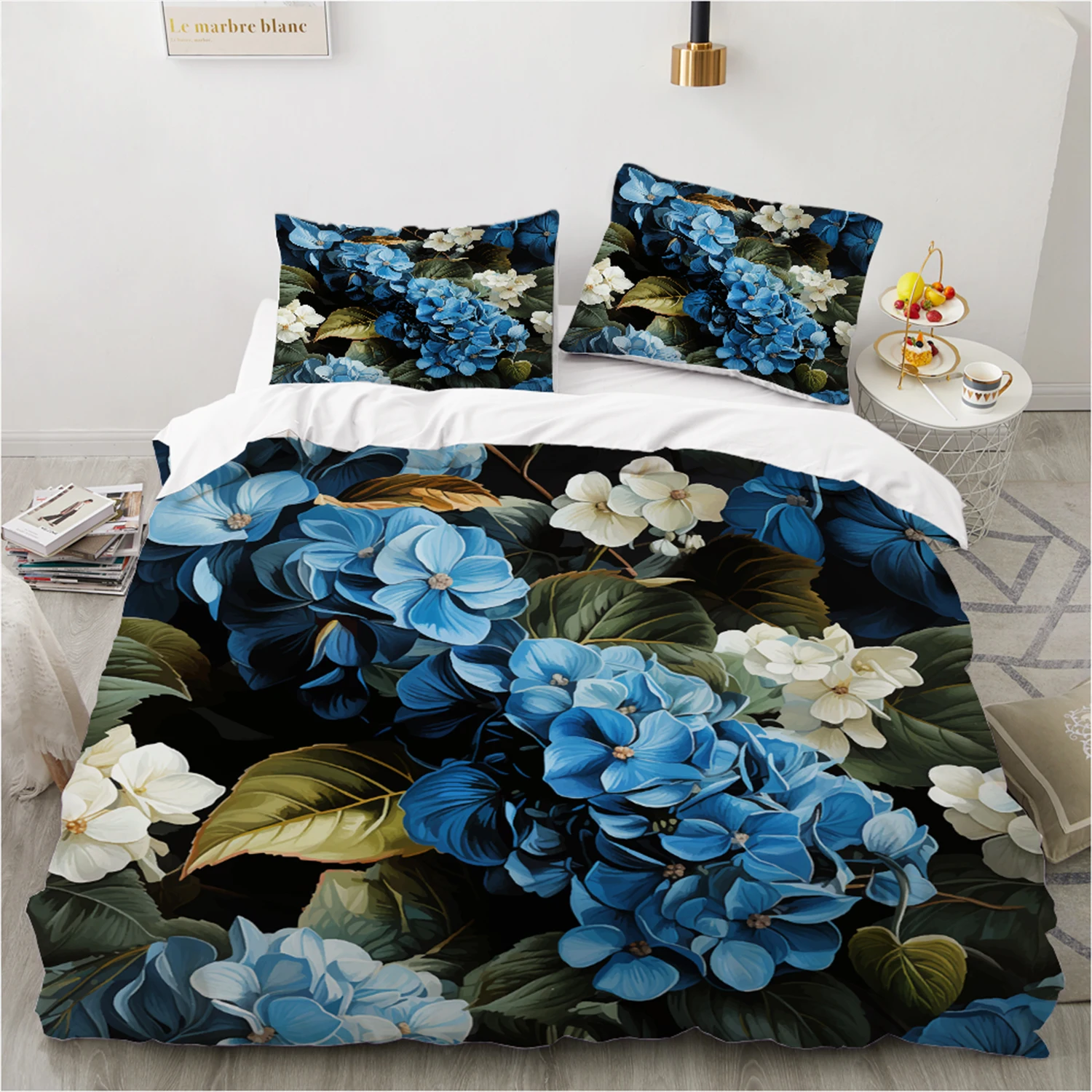 

Jungle Theme Duvet Cover Set Blue flower Bedding Set Full/Queen/King/Double 140x200 200x200,Polyester Bed Linen Anti-Pilling