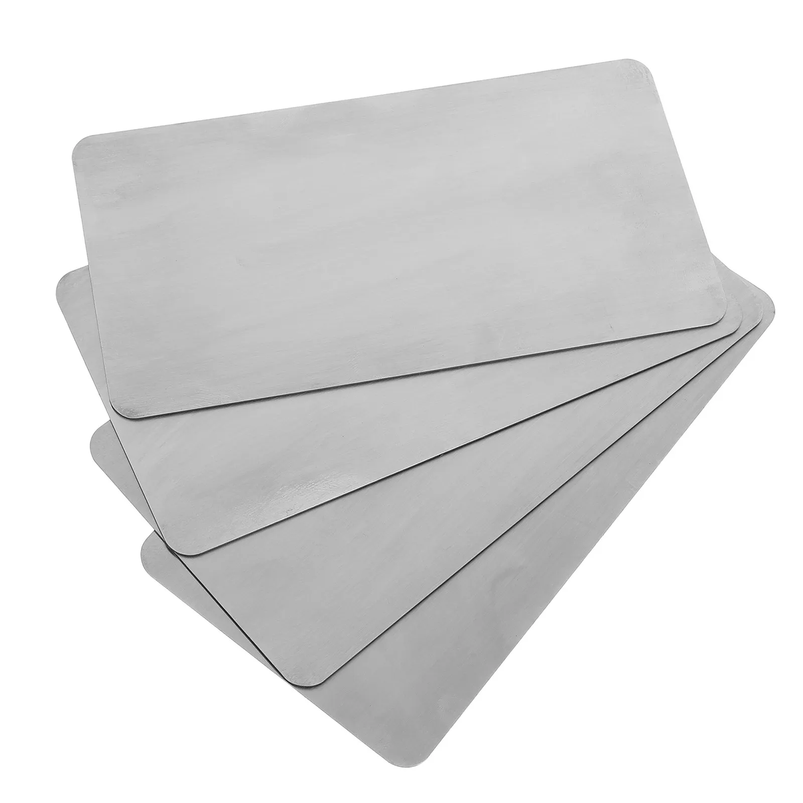 4Pcs Stainless Steel Blanks Polished Metal Cards Blank Catering Seat Signs Blank Reusable Commercial Diner Table Identifiers