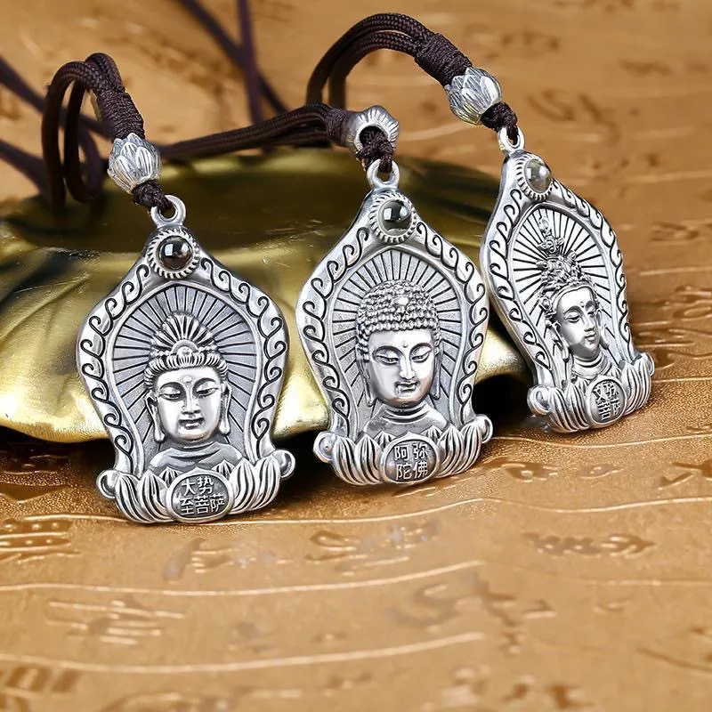 Handmade Necklace Nepal Buddhist Buddha Pendant Necklace Eight Guardian God Projection Pendant Necklace Men's and Women's Jewelr