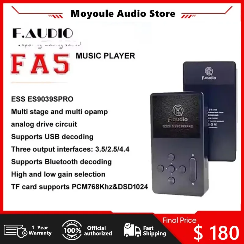 

Новый F. Аудио FA5 MP3-плеер ES9039PRO чип DAC USB декодирование HIFI Bluetooth портативный музыкальный плеер PCM768KHz 32bit DSD1024