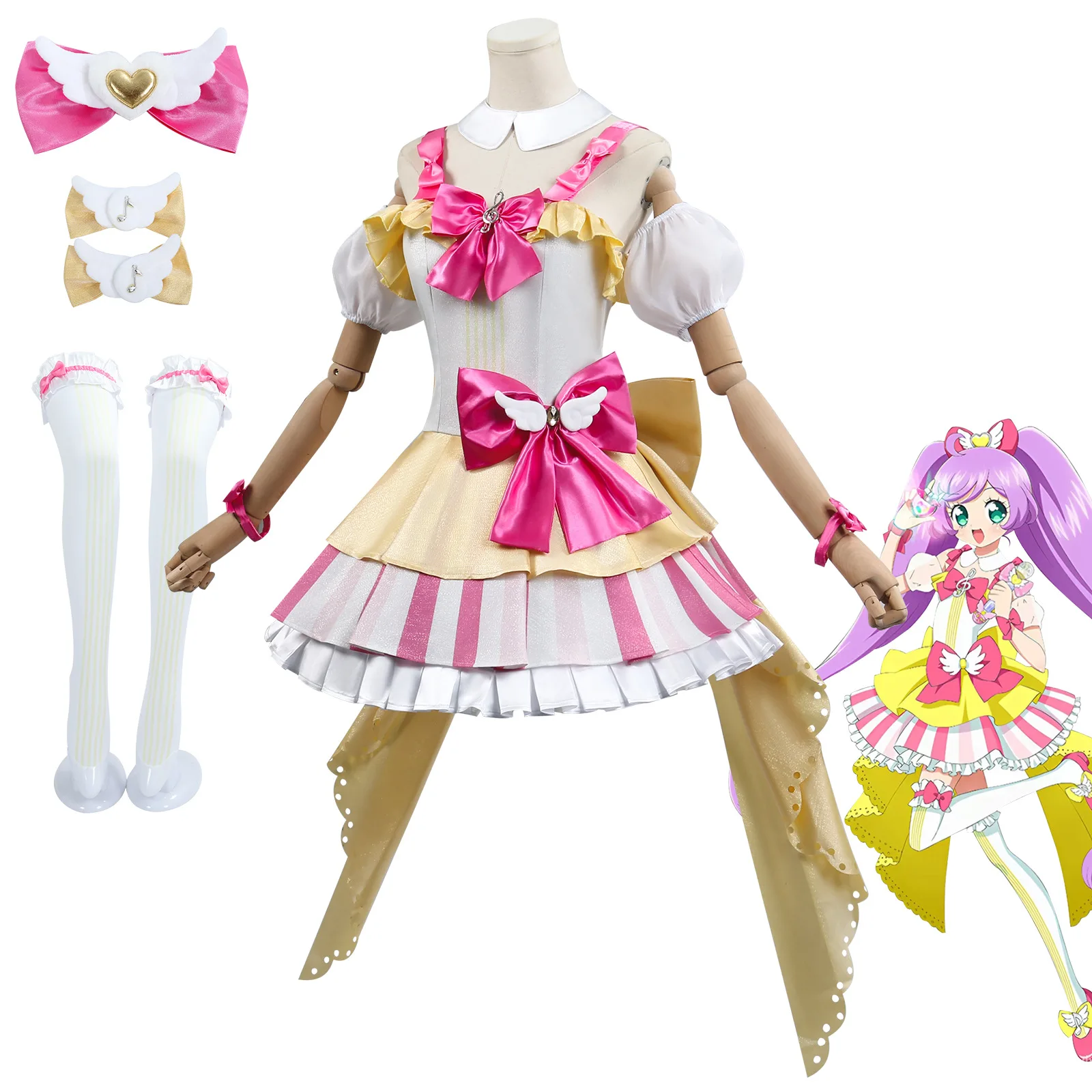 أزياء ماناكا لالا التأثيرية أنيمي بريبارا باروكة لالا فستان الأميرة للفتيات بدلة للبالغين لحفلات الهالوين ملابس لعب الأدوار للمرأة