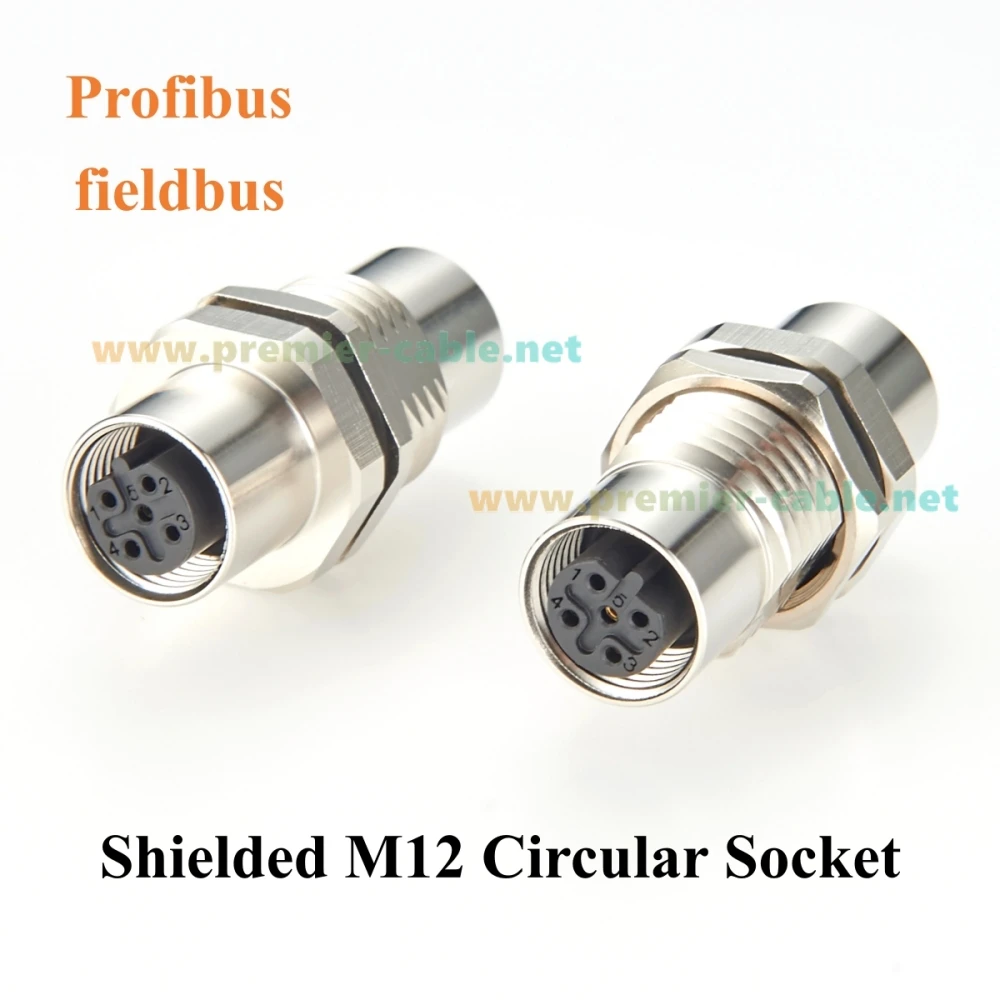 M12 B-Code 5-poliger Schottverbinder IP67 Buchse-zu-Buchse Rundsteckverbinder für Schalttafelmontage, abgeschirmt für PROFIBUS – Detail 2