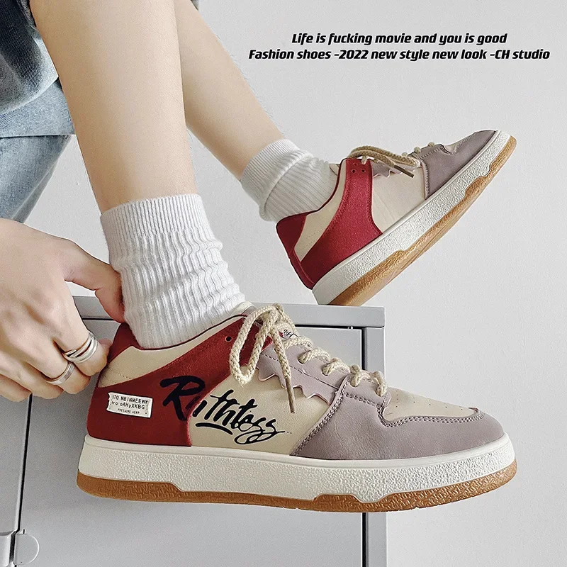 Trend Men Sneakers Casual Skateboard Shoes Splicing Zipper Street Style Vulcanized Shoes Comfort Men Trainers Tenis Masculino