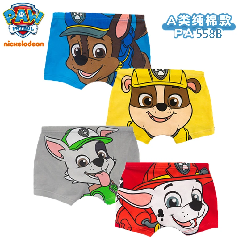 4PCS Original PAW Patrol Cute Boy Underpants Chase Marshall Rocky Rubble Healthy Cotton Boxers Underwear for Children Gifts