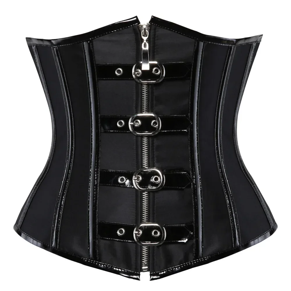 

Steampunk Underbust Corset Gothic Leather Bustiers Top Body Shaper Lingerie Woman Sexy Lace Up Zipper Waist Cincher Corselet