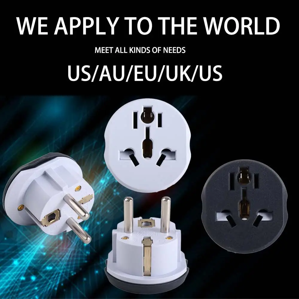 

16A 250V Plug Converter 2 Round Pin Socket Europe Plug EU Plug Adapter Power Plug Adapter AU UK CN US To EU Plug EU Plug