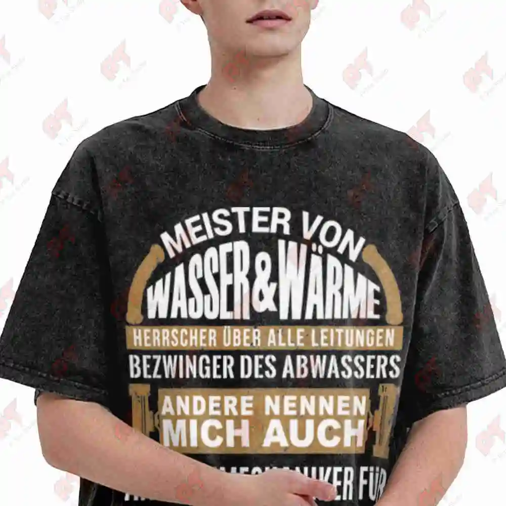 Heating Plumber Meister Vintage Washed Tee Pure Cotton T-Shirt