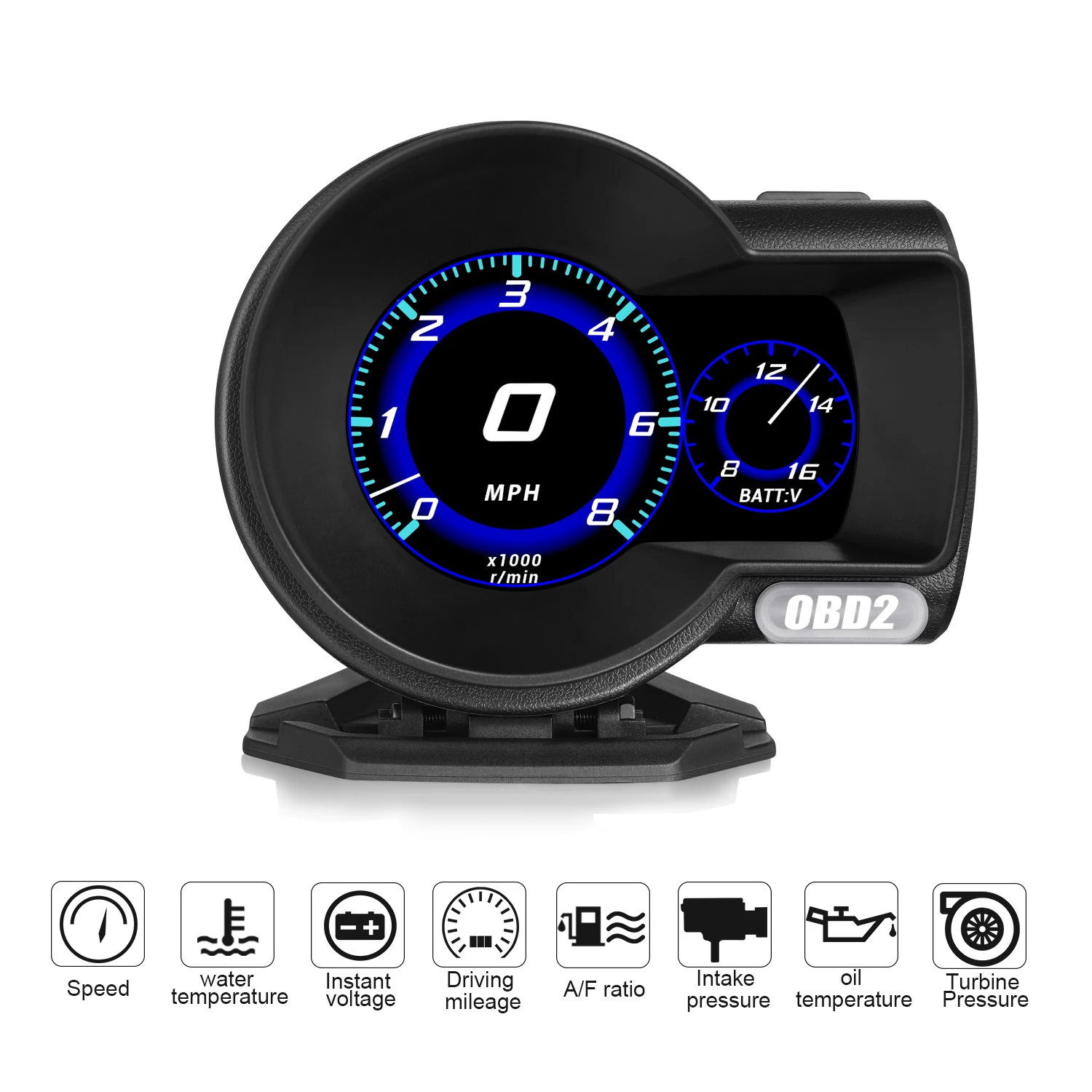 Auto Meter F8 HUD Head up Display OBD2 Speedometer with Multi-Function Twelve Language Speed Gauge for Cars
