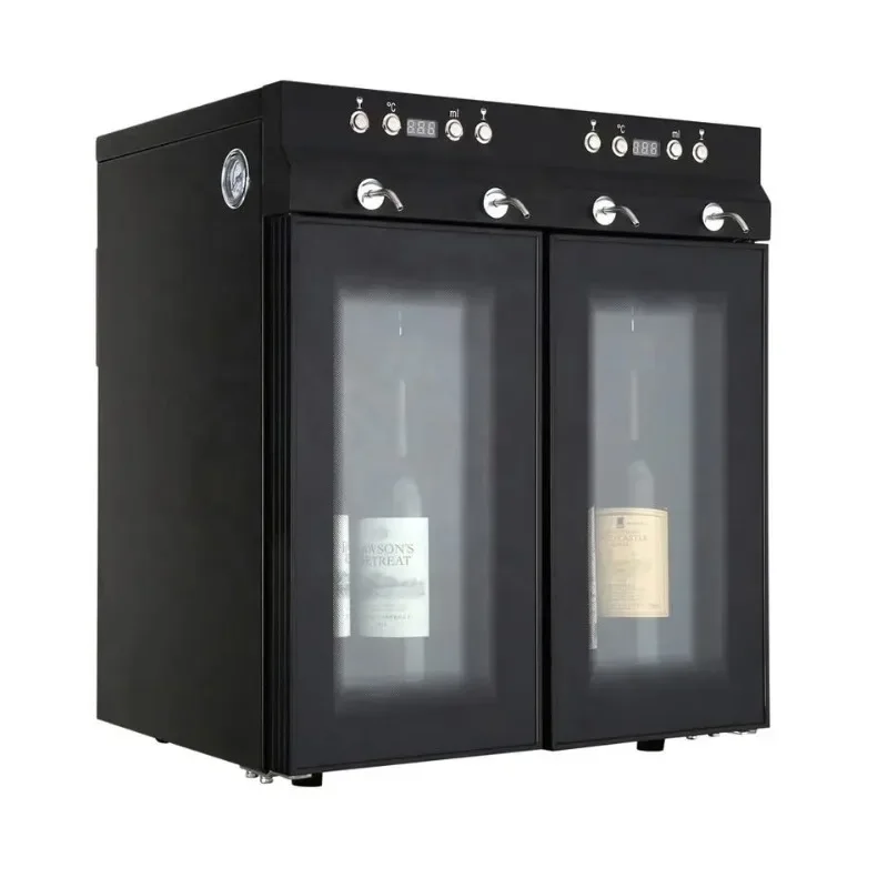 

4 bottles glass refrigerated wine dispenser nitrogen portable storage electric for commercial use