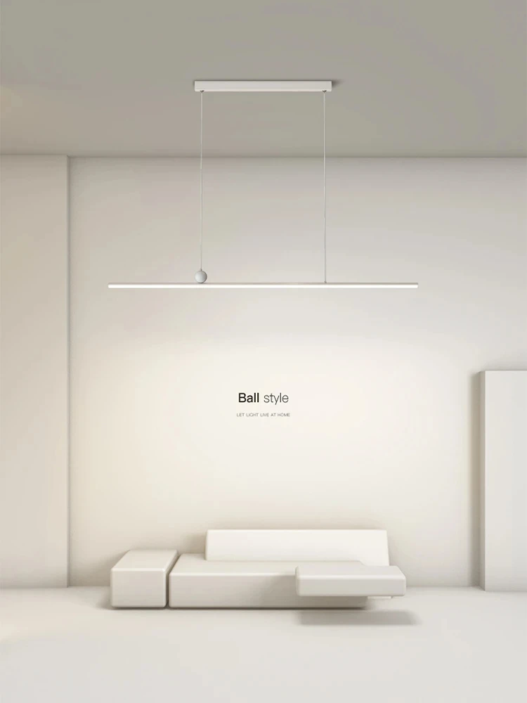 Imagem -03 - Lustre Led Minimalista Interior Ilha de Sala de Jantar Longa Iluminação Luzes Suspensas Decoração de Casa Branco Preto Lâmpadas de Cozinha