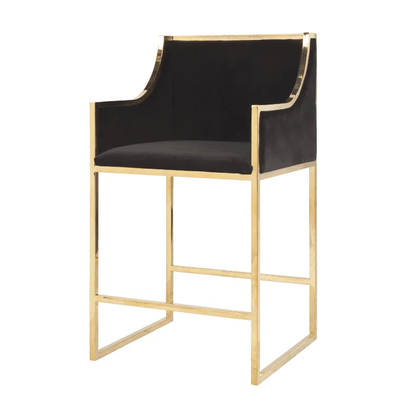 

Modern Bar Furniture Counter High Backrest Gold Stainless Steel Bar Stool Family Restaurant Bistro