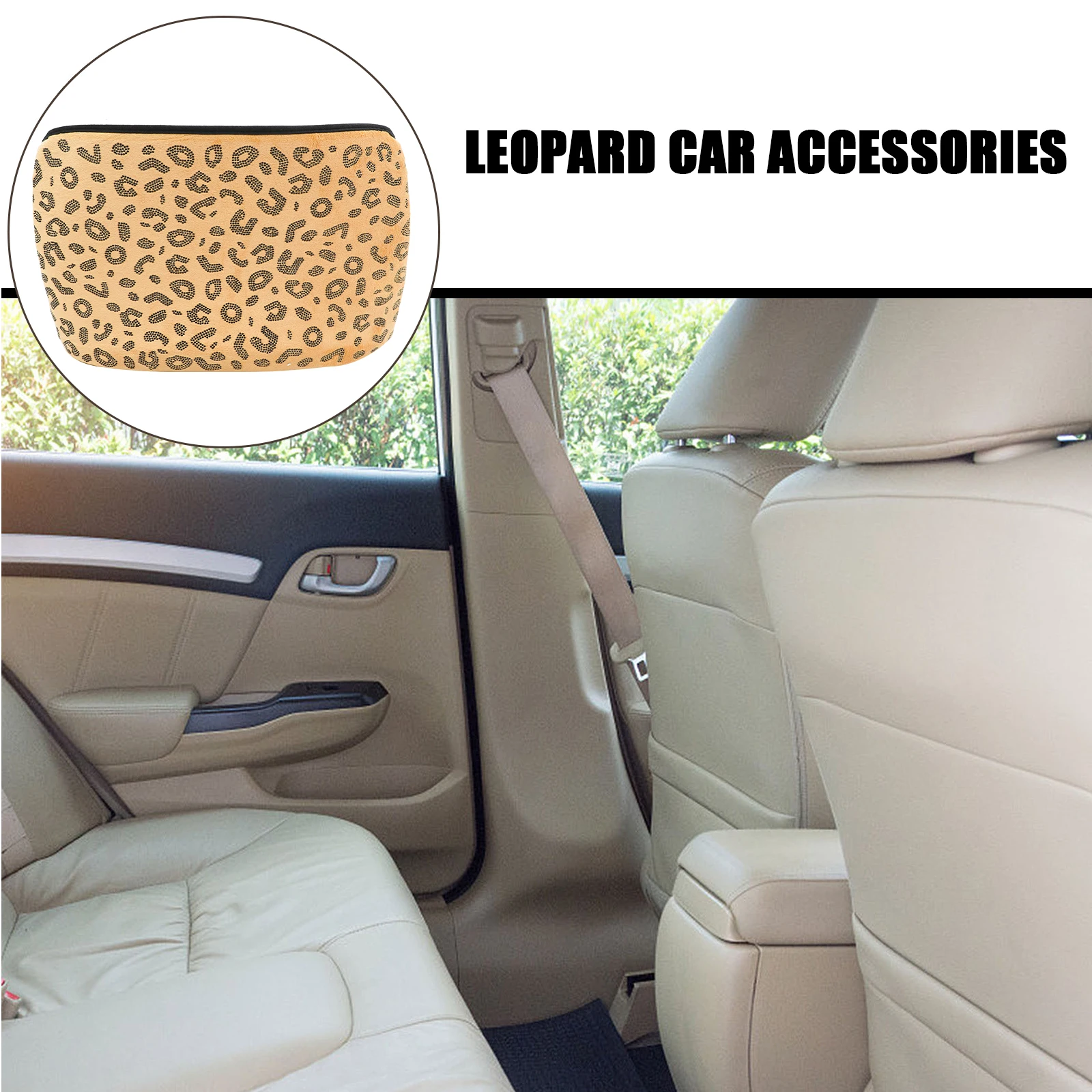

Large Capacity Leopard Print Car Purse Holder Sparkling Rhinestones Seat Back Storage Organizer SUV RV Taxi Use Handbag Holder