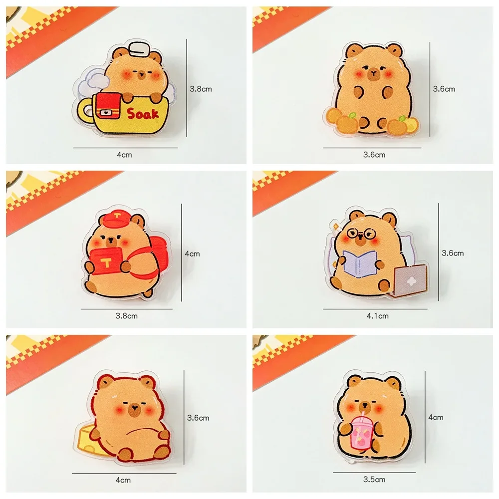 Capybara Clip PP marcapáginas Clip de papel acrílico Clip decorativo de dibujos animados Clip de notas