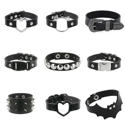 Heart Cat Bat Rock Gothic PU Leather Wrap Bracelet Bangle For Women Men Punk Fashion Hip Hop Harajuku Cat Heart Charm Bracelet