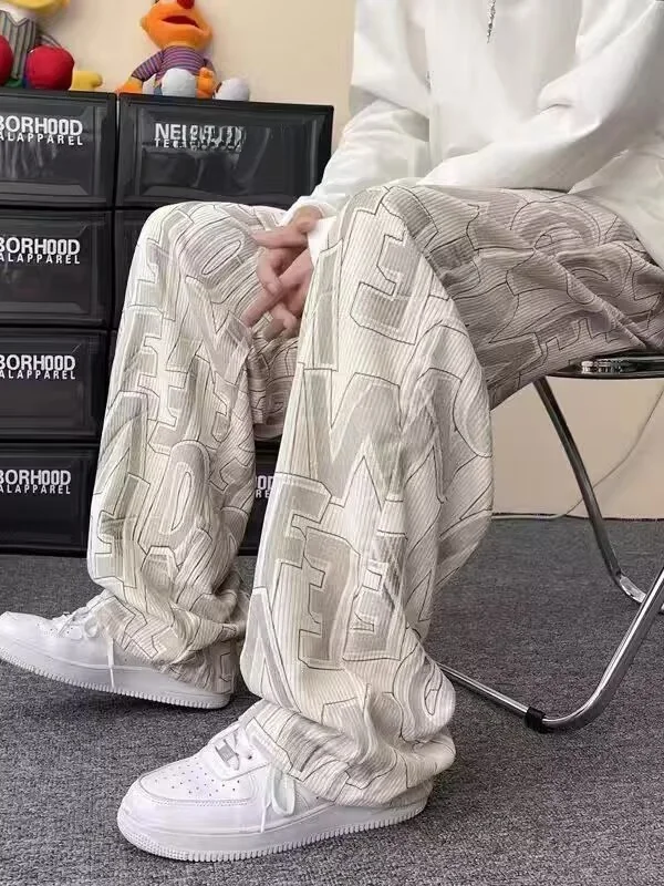 سروال قصير رجالي غير رسمي ربيع الخريف جديد Sle فضفاض واسع الساق Dstring مستقيم قطع كول العلامة التجارية Faionable فضفاض صالح