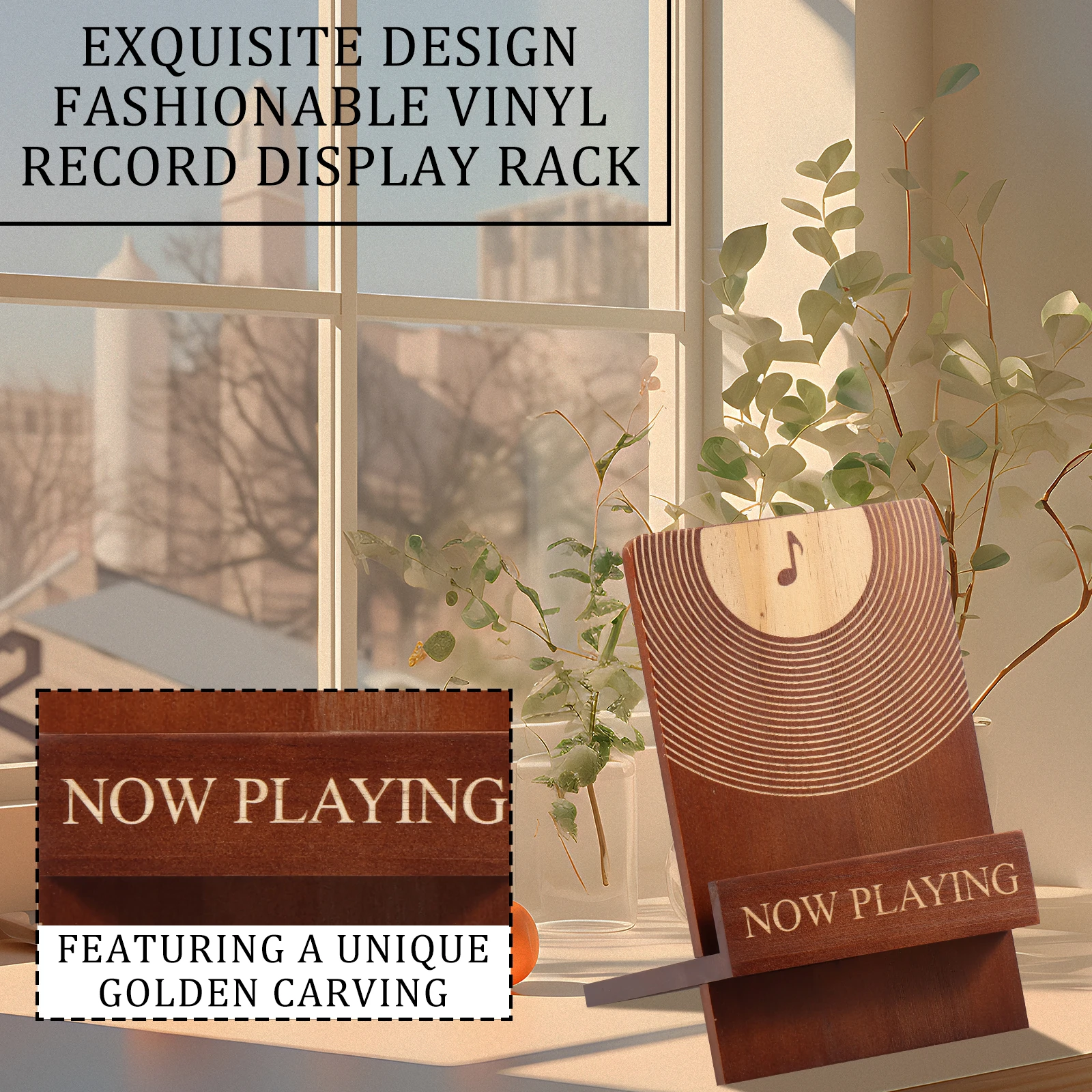 Now Playing Vinyl Record Stand Wood Vinyl Record Holder Vintage Record Holder Stand Record Holder Display for LP Enthusiasts