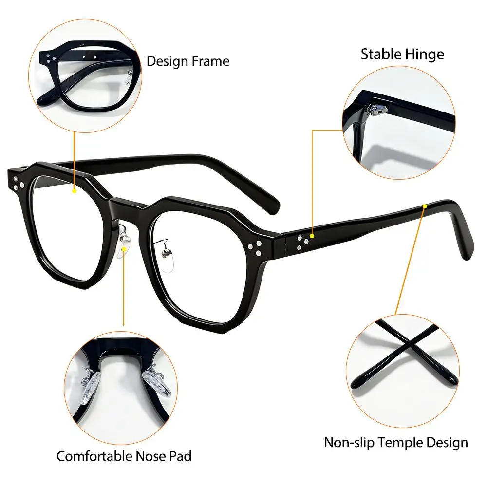 CATERSIDE Retro Herren Eckige Flache Leichte Brille Hochwertige Tr-90 Brillengestelle Damen Outdoor Business Festival Geschenkbrille – Detail 4