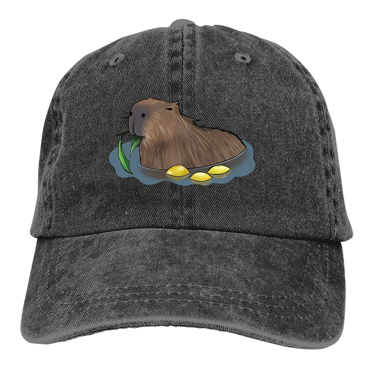 

Yuzu Bath Munching Leaves Baseball Cap Men Hats Women Visor Protection Snapback Capybara Animal Caps