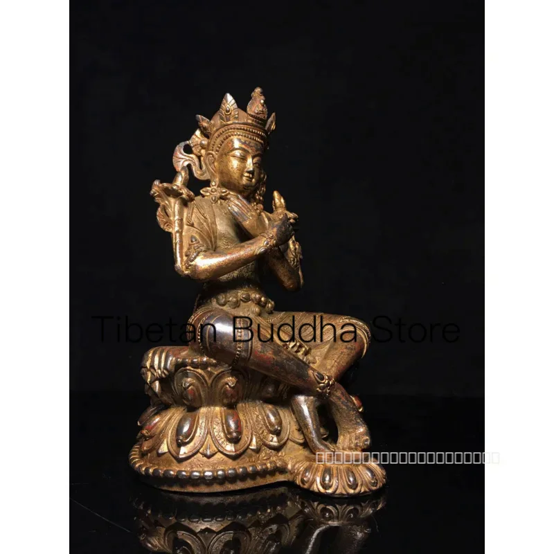 Imagem -06 - Puro Cobre Diamante Segurando Buda Estátua Ouro Grande Segurando Bronze Navio Estilo Antigo 24cm