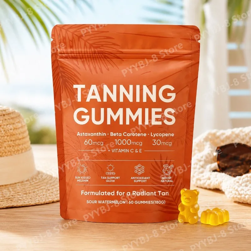 

Tanning Gummies 60 Count Contain Astaxanthin Beta Carotene and Lycopene Help The Skin Regain Its Radiance & Antioxidant Support