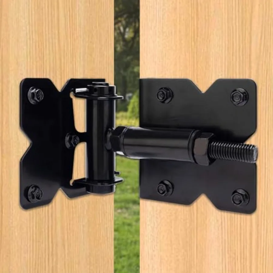 

Heavy Duty Self Closing Gate Hinges for Wooden Fences Gates, 90 Degree Adjustable Gate Door Hinges Hardware Kit for Fence Gate,