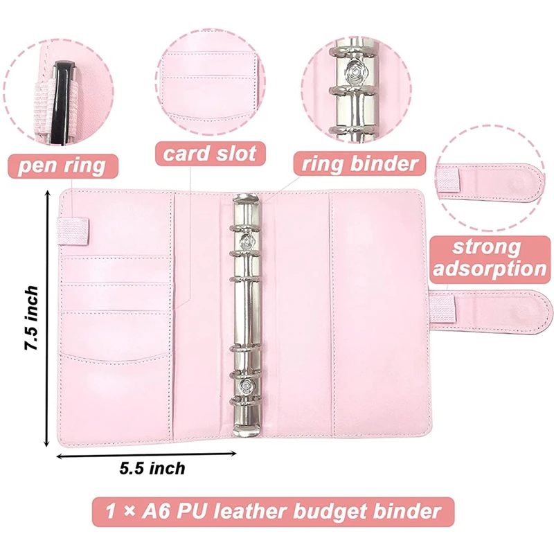 Enveloppes de trésorerie pour la budgétisation, classeur projecteur avec horizon, pocommuniste à fermeture éclair, feuilles de budget d'exroutage, autocollant de lettre Attro