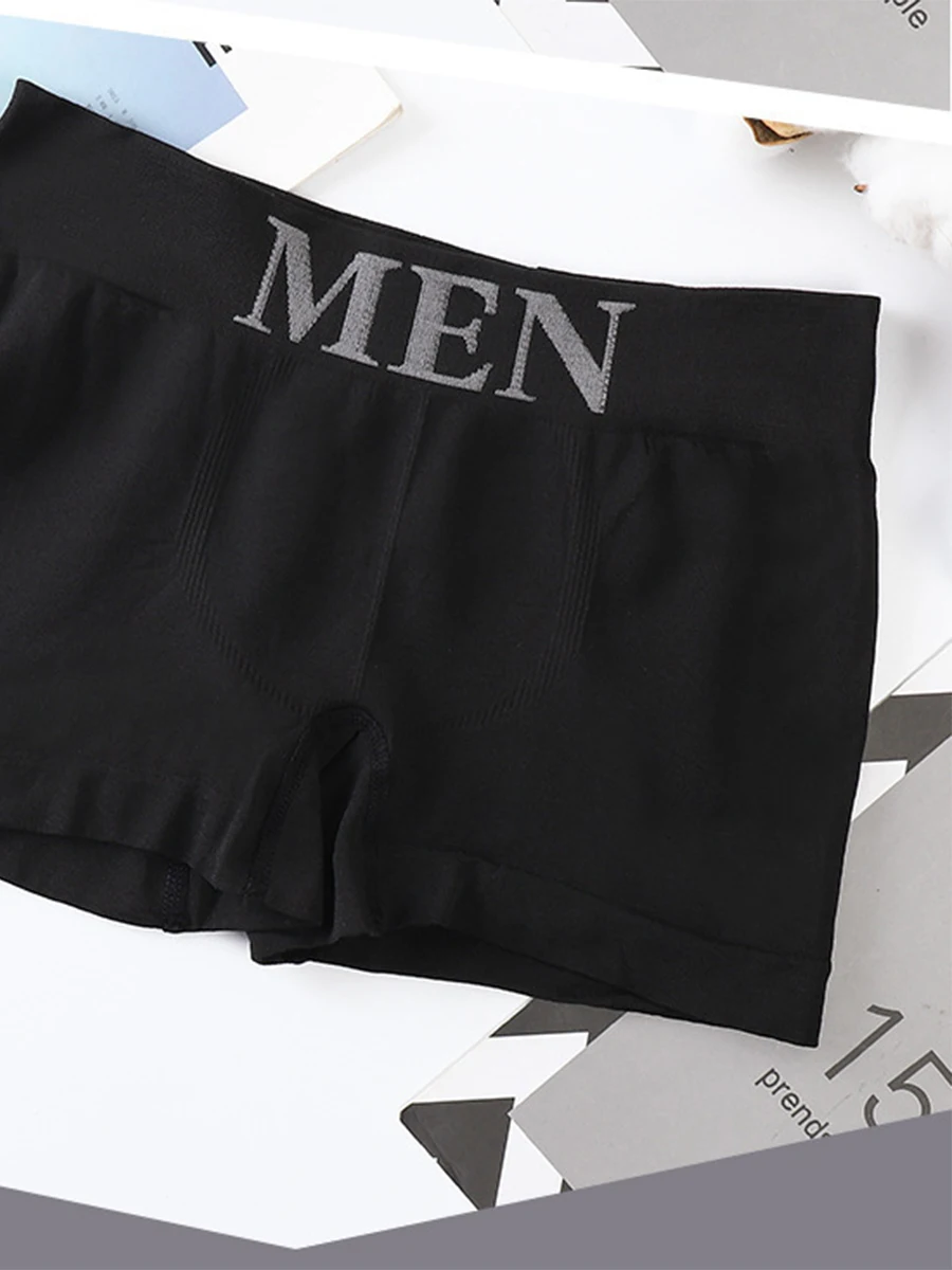 5 PCs Men\'s High Elastic Plain Color Comfortable Boxer Briefs Panties Breathable Pantyhose