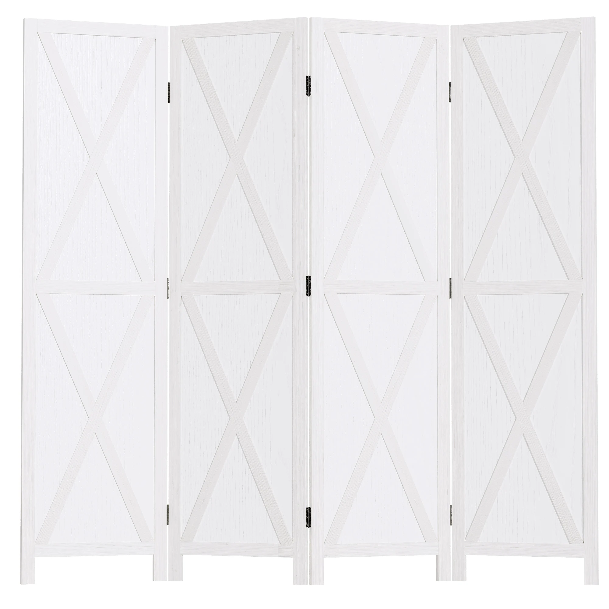 HOMCOM 4 panel bib room divider folding room 182x170 cm room divider wood bedroom elegant decoration for white living room