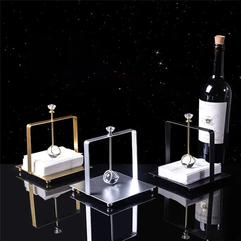 ABGH-Napkin Holder Rack Organizer Tabletop Organization Metal Napkin Dispenser Tray For Cafe Dining Table Party Gold