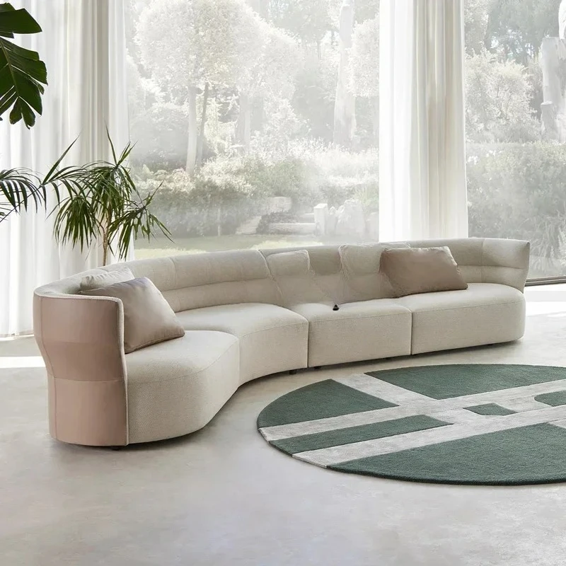 WSLeather fabric curved sofa, minimalist corner sofa