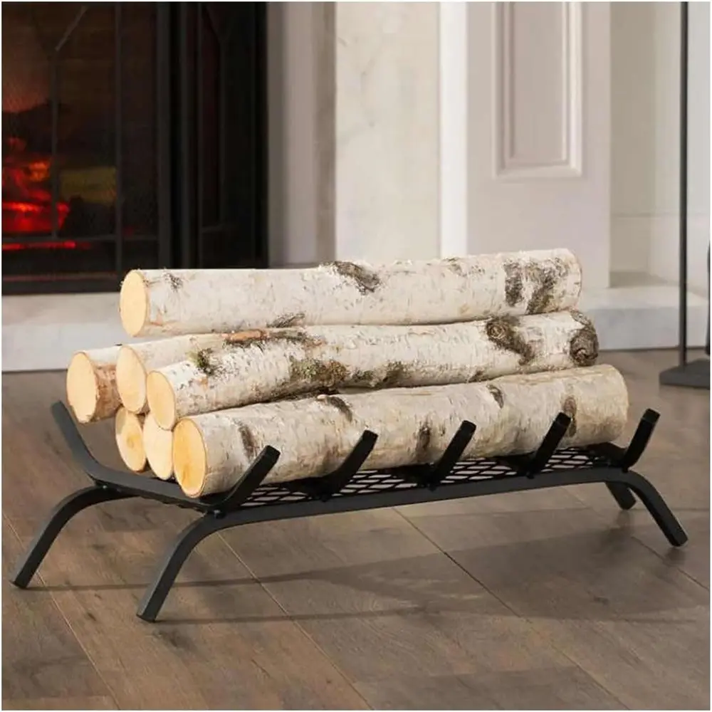 

Wood Storage Rack: Indoor/Outdoor Metal Log Holder - No Assembly Required, Ideal Fireplace Decor & Wood Organizer