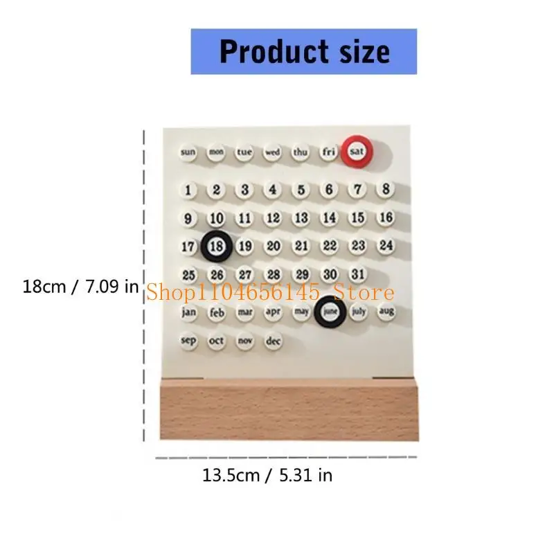 5Asd Desktop Calendario permanente con calendario madera ABS Calendario cuenta regresiva permanente con 3 anillos para