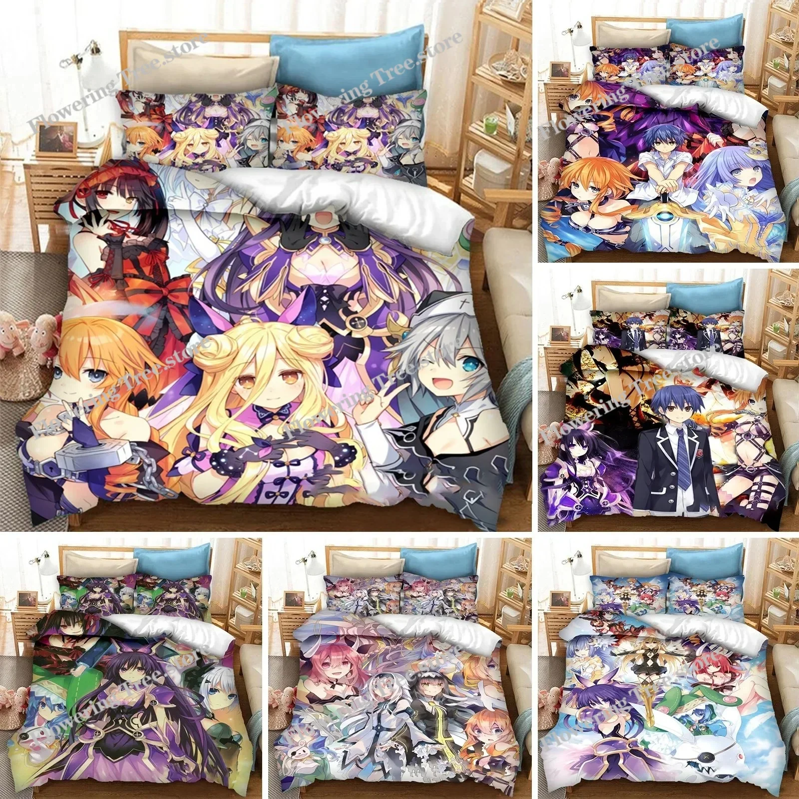 

3D Printed DATE A LIVE Duvet Cover Pillowcase Anime Bedding Set Double Twin Full Queen King Adult Kids Bedclothes Quilt Cover