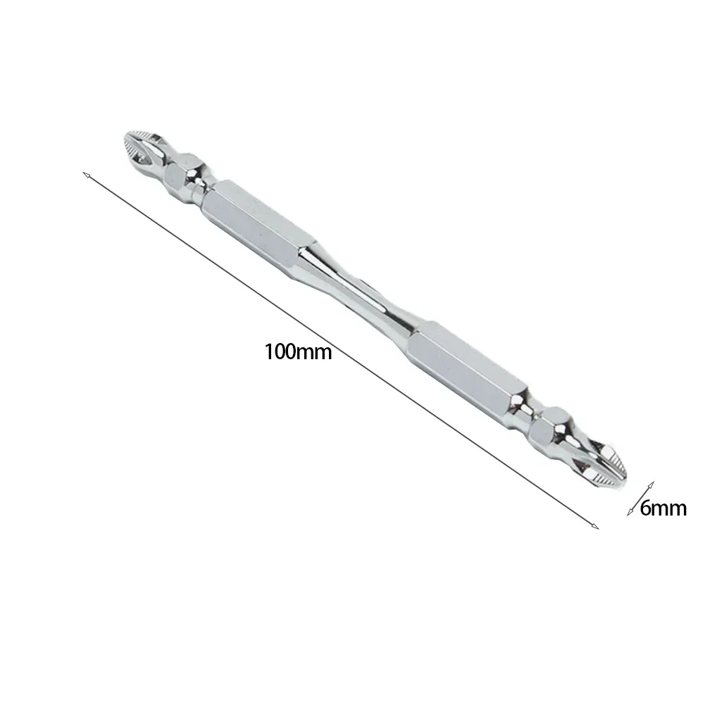 1pc Punta per cacciavite a doppia testa Punta per cacciavite antiscivolo in acciaio a croce magnetica 65/100mm Accessori per utensili manuali