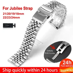 Luxury Solid Buckle Stainless Steel Strap for Jubilee 20mm 22mm 18/19/21/23/24mm for Samsung Watch 3 for Huawei Watch Band Metal