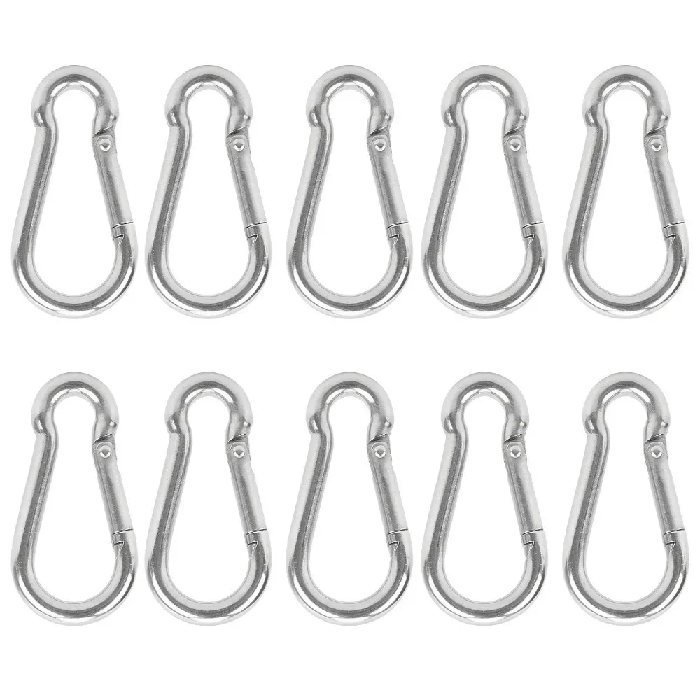 10PCS Edelstahl Rucksack Schnalle S Typ Handgemachte Karabiner mit Schloss Silber Halskette Verschlüsse Schmuck Zubehör