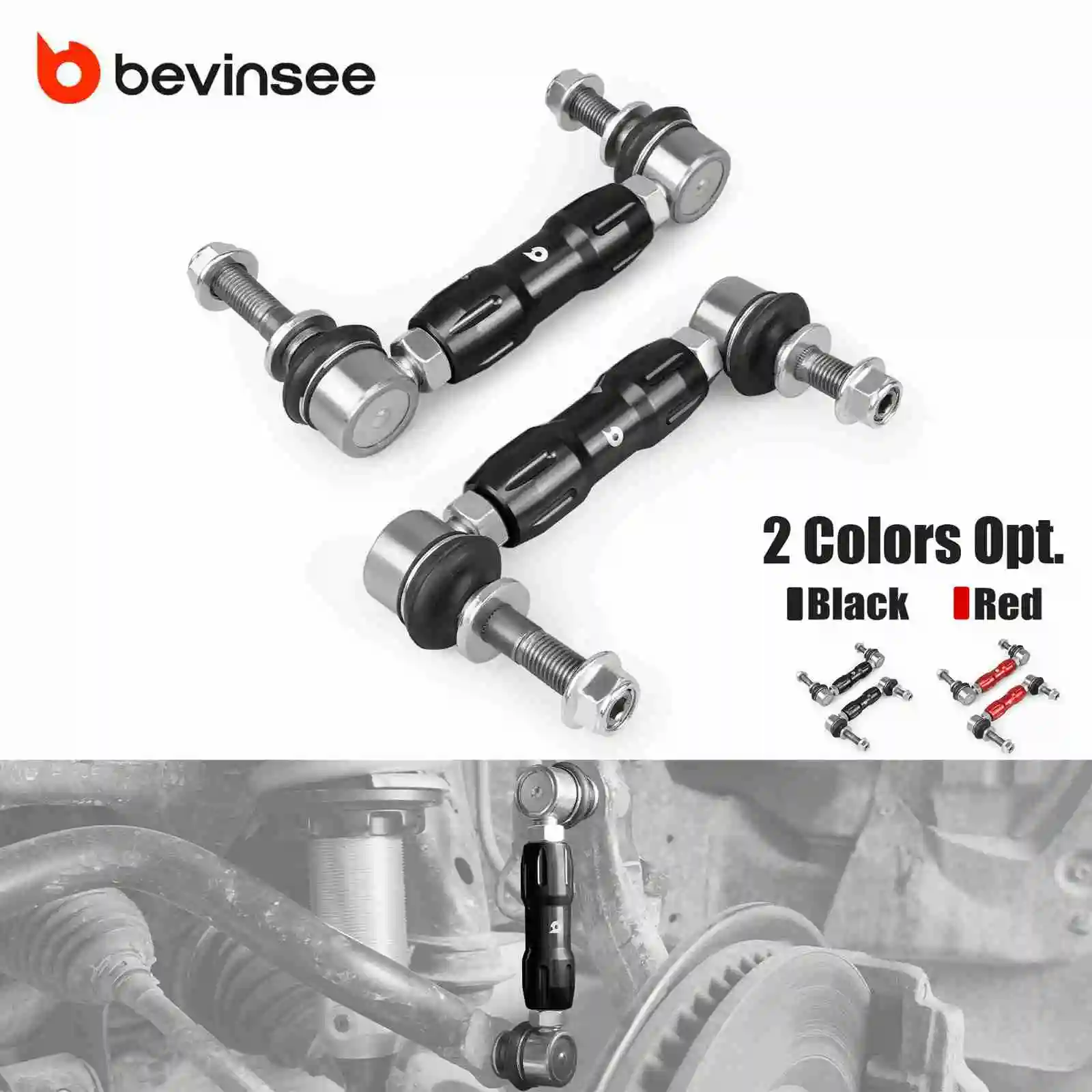 

BEVINSEE Aluminium Front Sway Bar Link Kit for Toyota 4Runner 2003+ for Toyota FJ Cruiser 07-14 Replaces 48810-60040 48820-60050