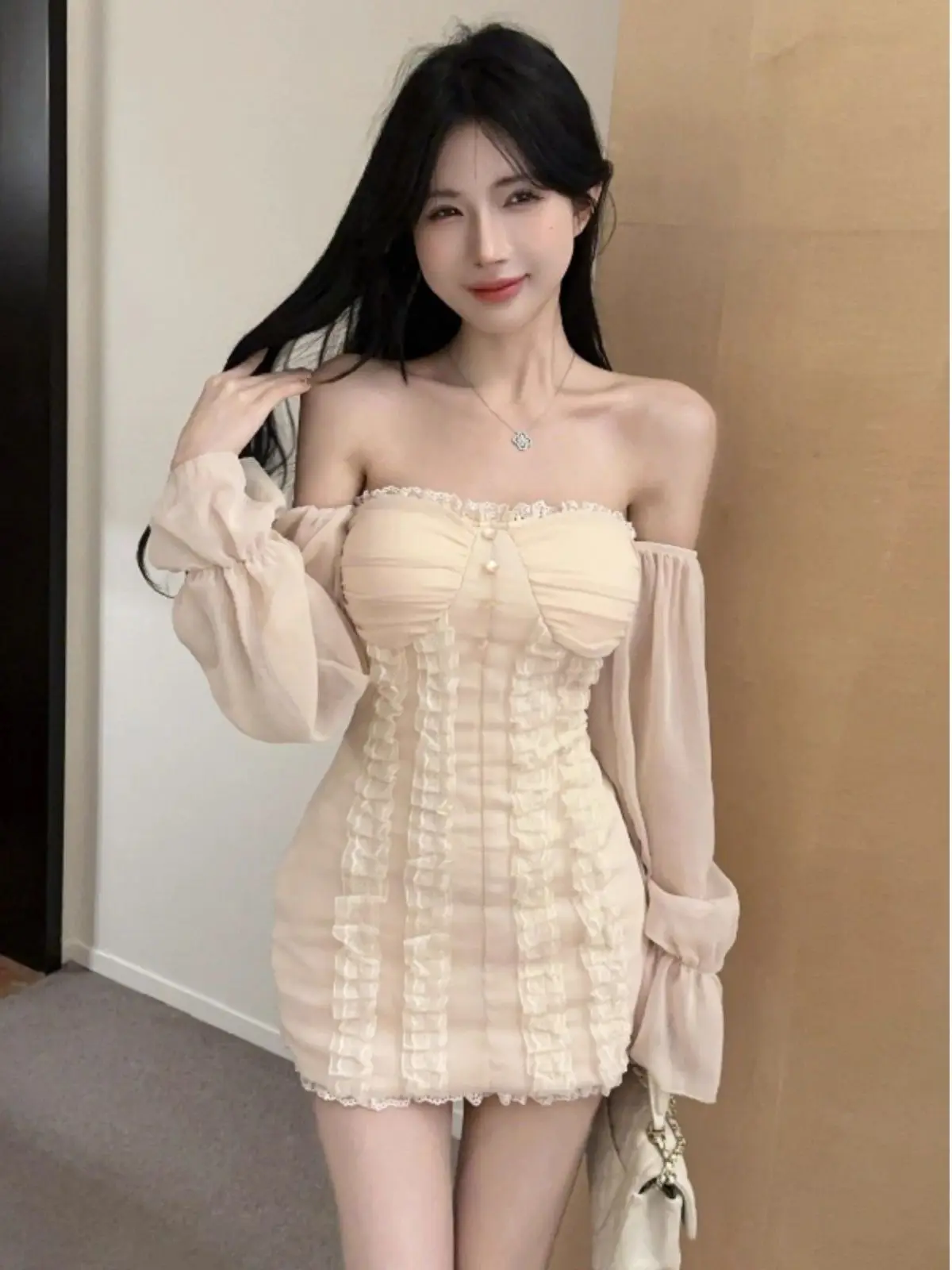 

Princ Sle Sweet Pure Desire Women's Dr Svel Lantern Sve Slimming ort Skirt High Waist A-Line Silhouette