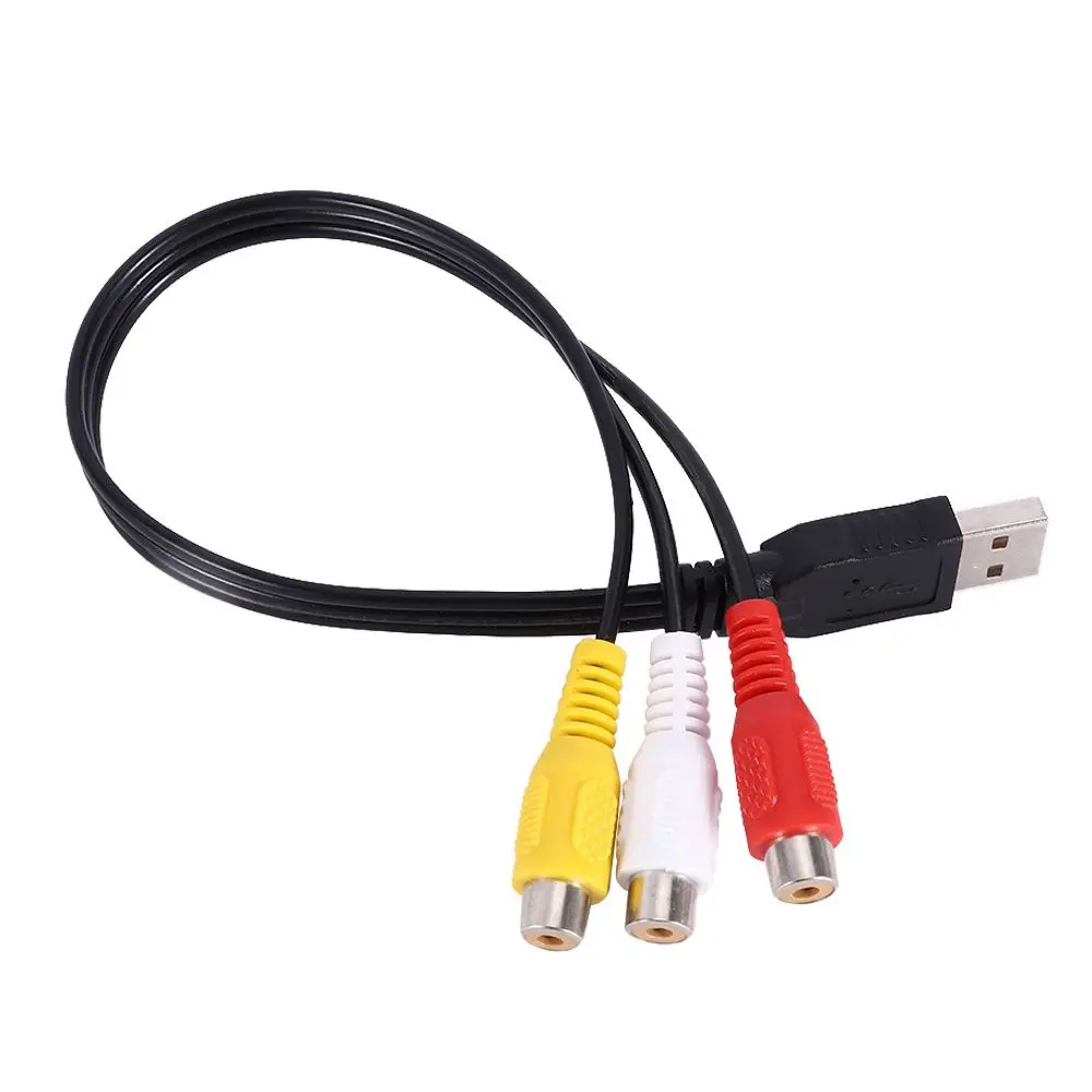 Video Cables USB 2.0 HDTV TV Adapter AV Cord Durable USB Male To 3-RCA Female Converter Wire