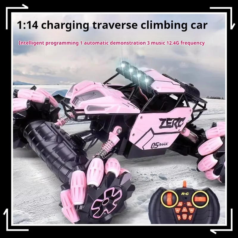 2.4g Remote Control Transverse Climbing Car One-Click Demonstration Side Stunt Off-Road Vehicle Toy Car Gift For Boys And Girls