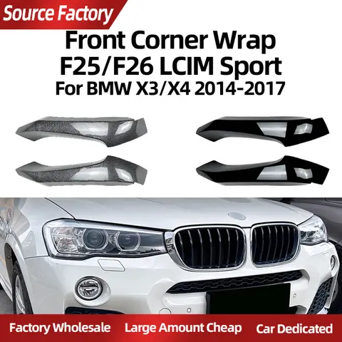 Spoilers Wings Suitable For BMW X3 X4 F25 F26 Sport 2014-2017 Front Bumper Corner Car Sticker Exterior Modification Accessories