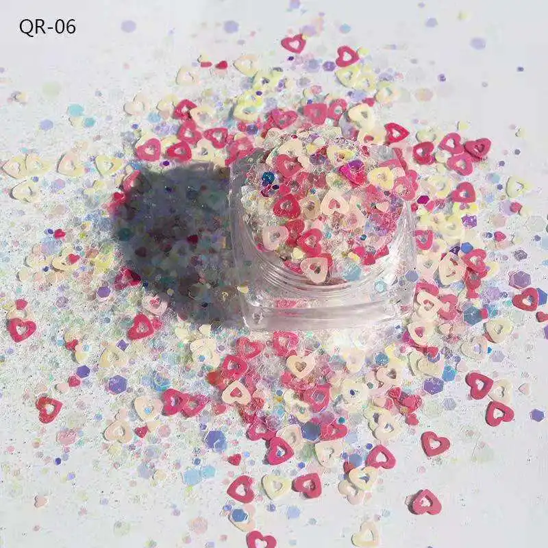 50g Mixed Glitter Nail Sequins Powder Cosmetic Valentine\'s Day Chunky Body Colorful Love Heart Craft Glitter For Nail Hair Face