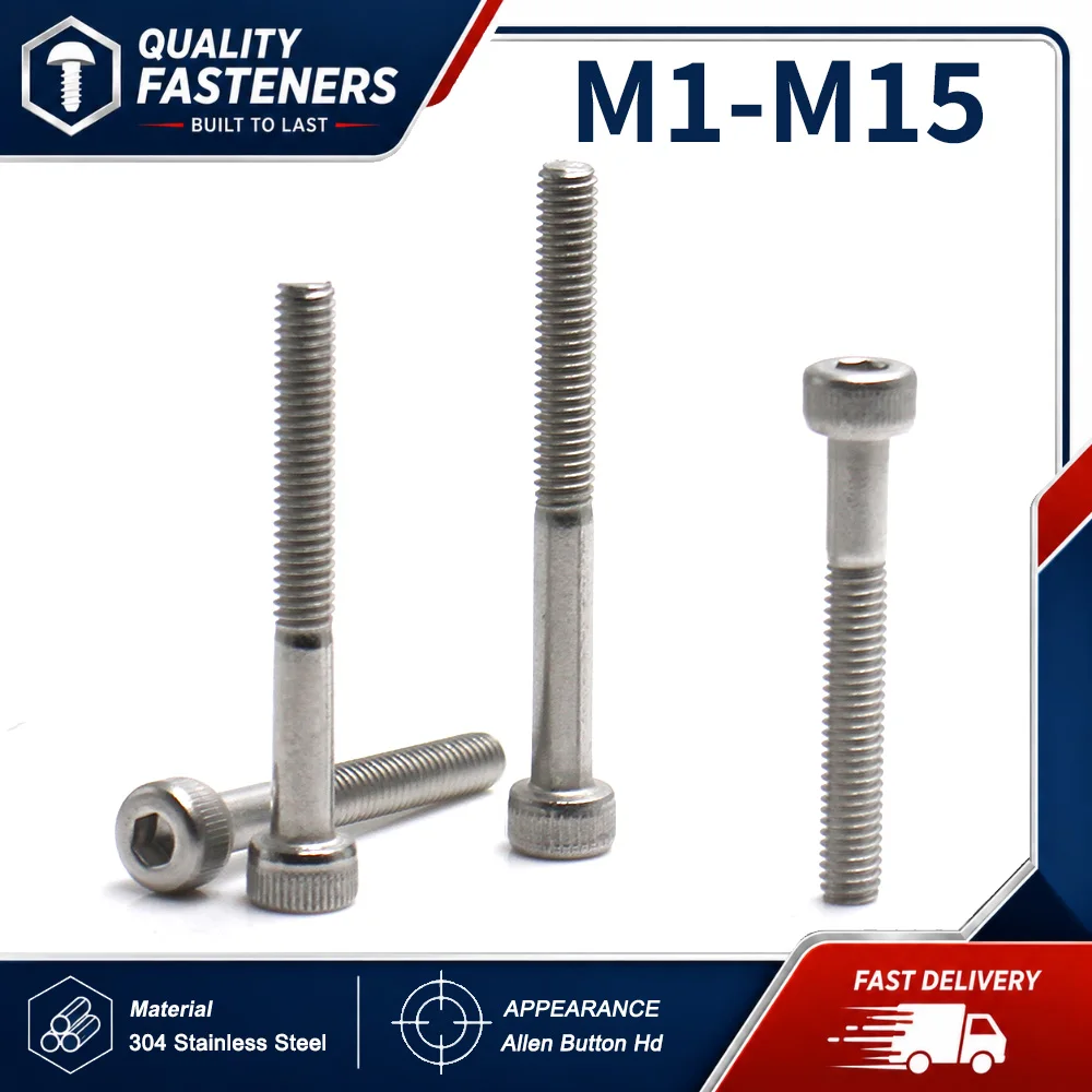 1-15pcs 304 Stainless Steel Hex Socket Button Head Machine Screws Fasteners M3 M4 M5 M6 M8 M10 M12 M14 M16