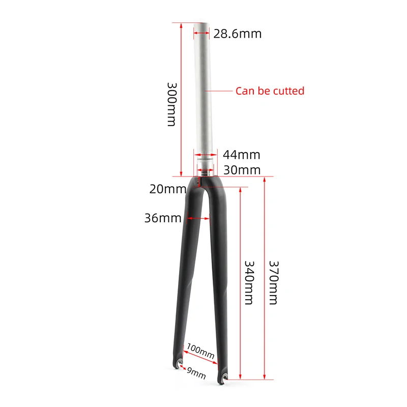 Black Fixed Gear Bike Front Fork Half Carbon Fiber 28.6mm Fixie Bicycle Aluminum Alloy Track Cycling Parts