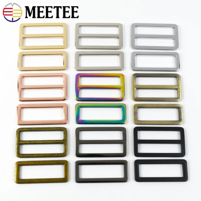 

5/10Pcs Meetee 20-50mm Metal Buckles Bag Tri Glide Ring Buckle Webbing Straps Belt Adjuster Clasp Hooks DIY Hardware Accessories